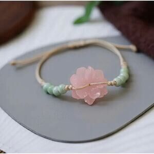 Chinese Ethnic Style Camellia Weaving String Adjustable Bracelet